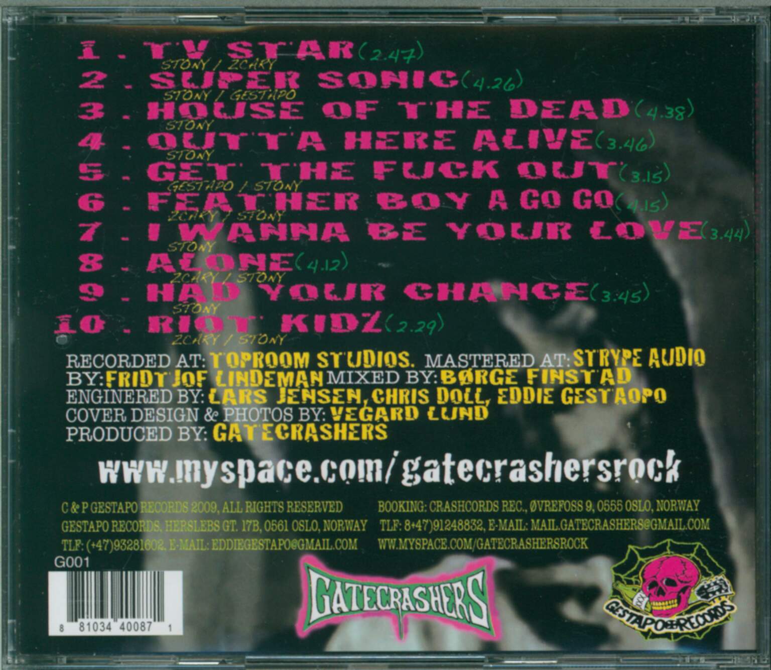 Gatecrashers: Rock 'N Roll Suicide, 1×CD