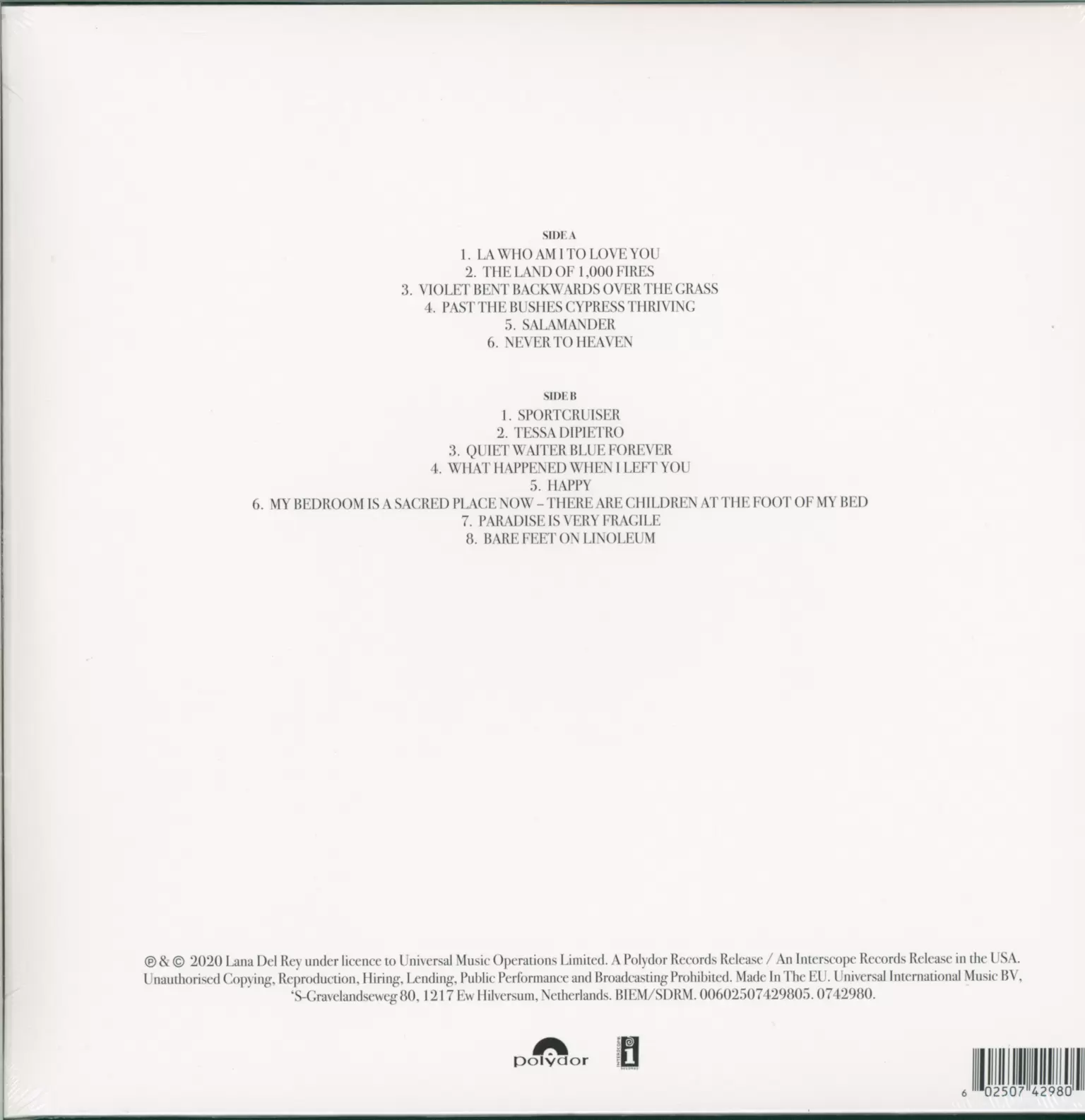 Lana Del Rey: Violet Bent Backwards Over The Grass, 1×LP (Vinyl)