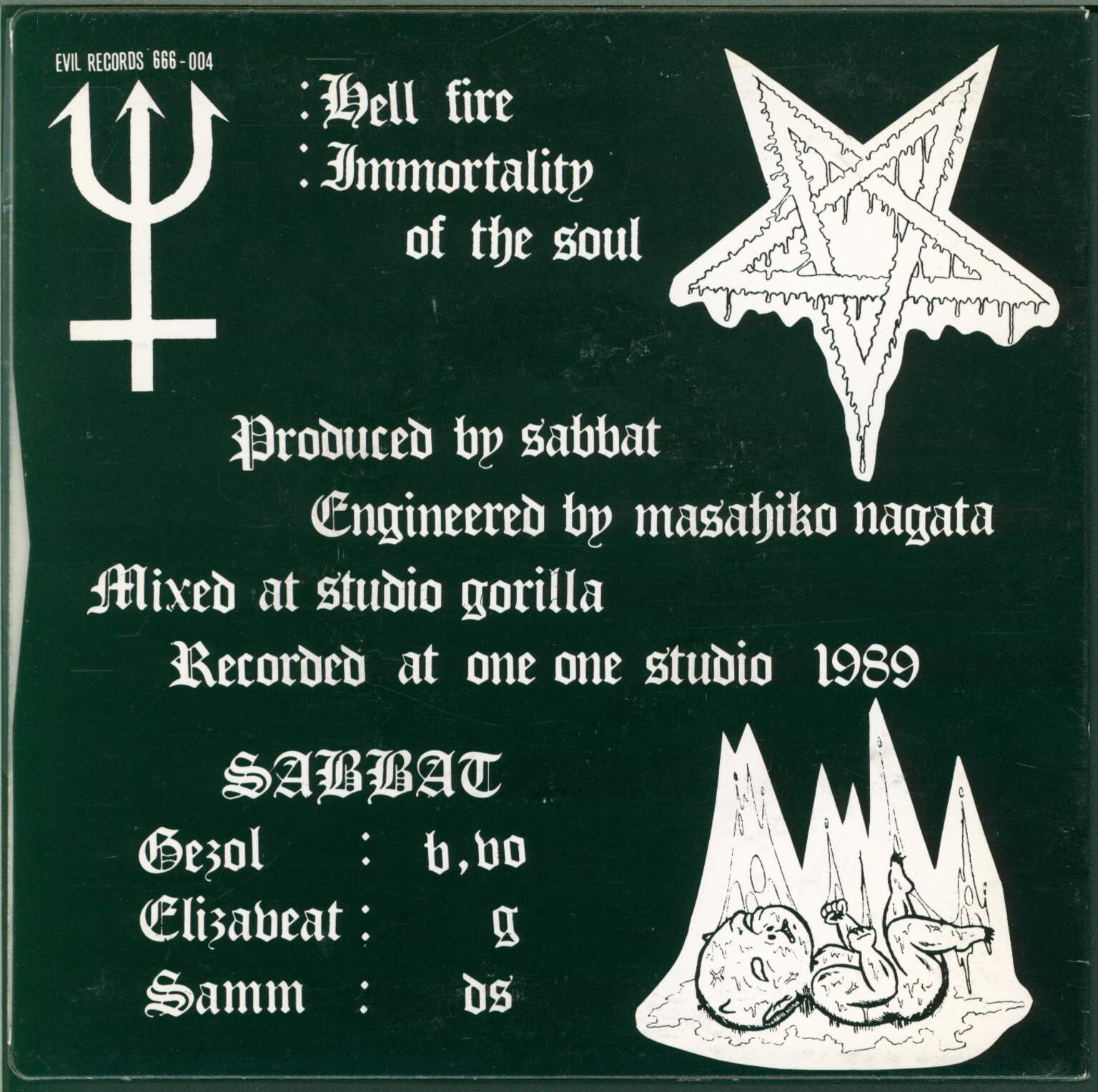 Sabbat: The Devil's Sperm Is Cold . . ., 1×7" Single (Vinyl)
