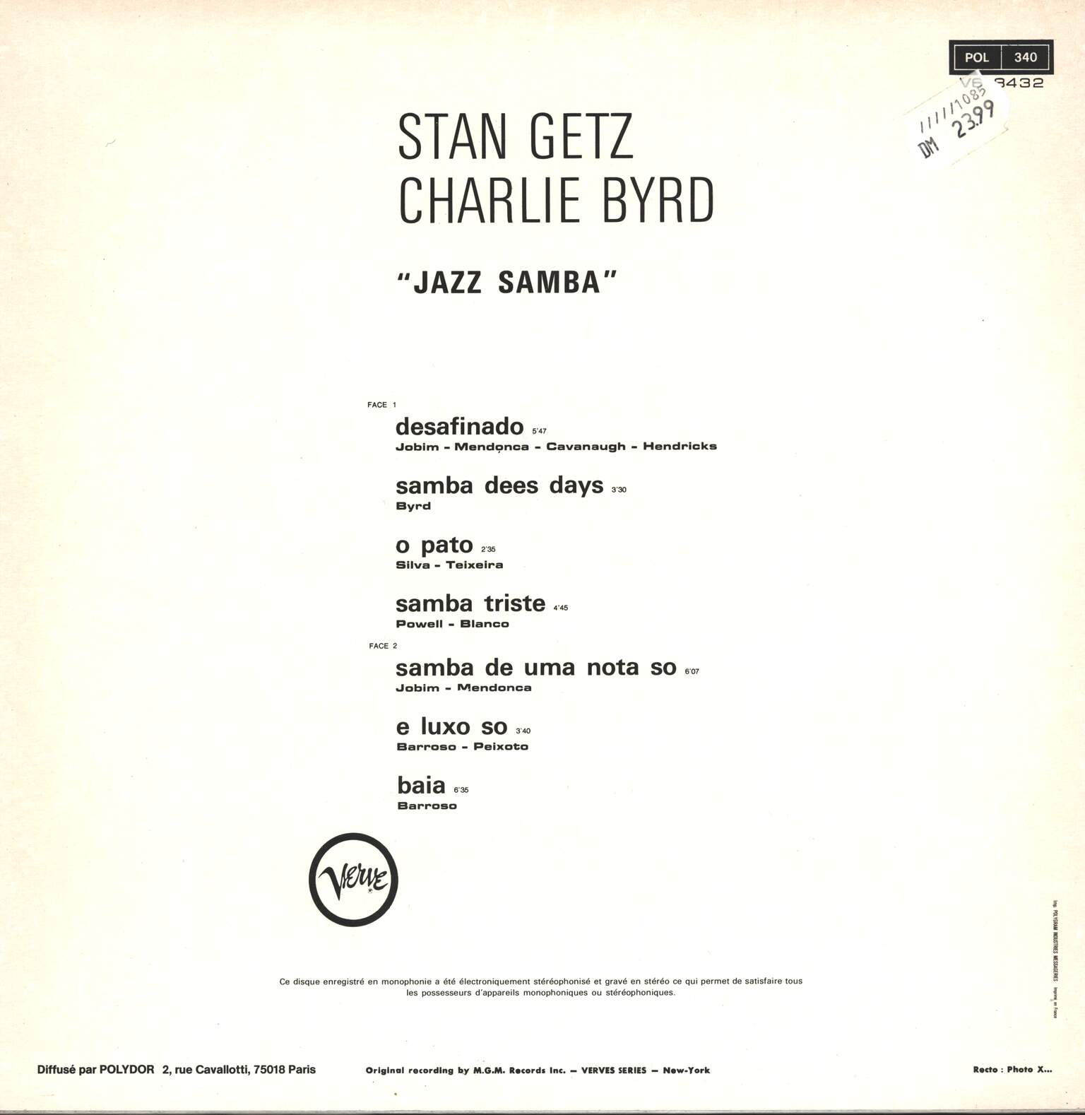 Stan Getz: Jazz Samba, 1×LP (Vinyl)