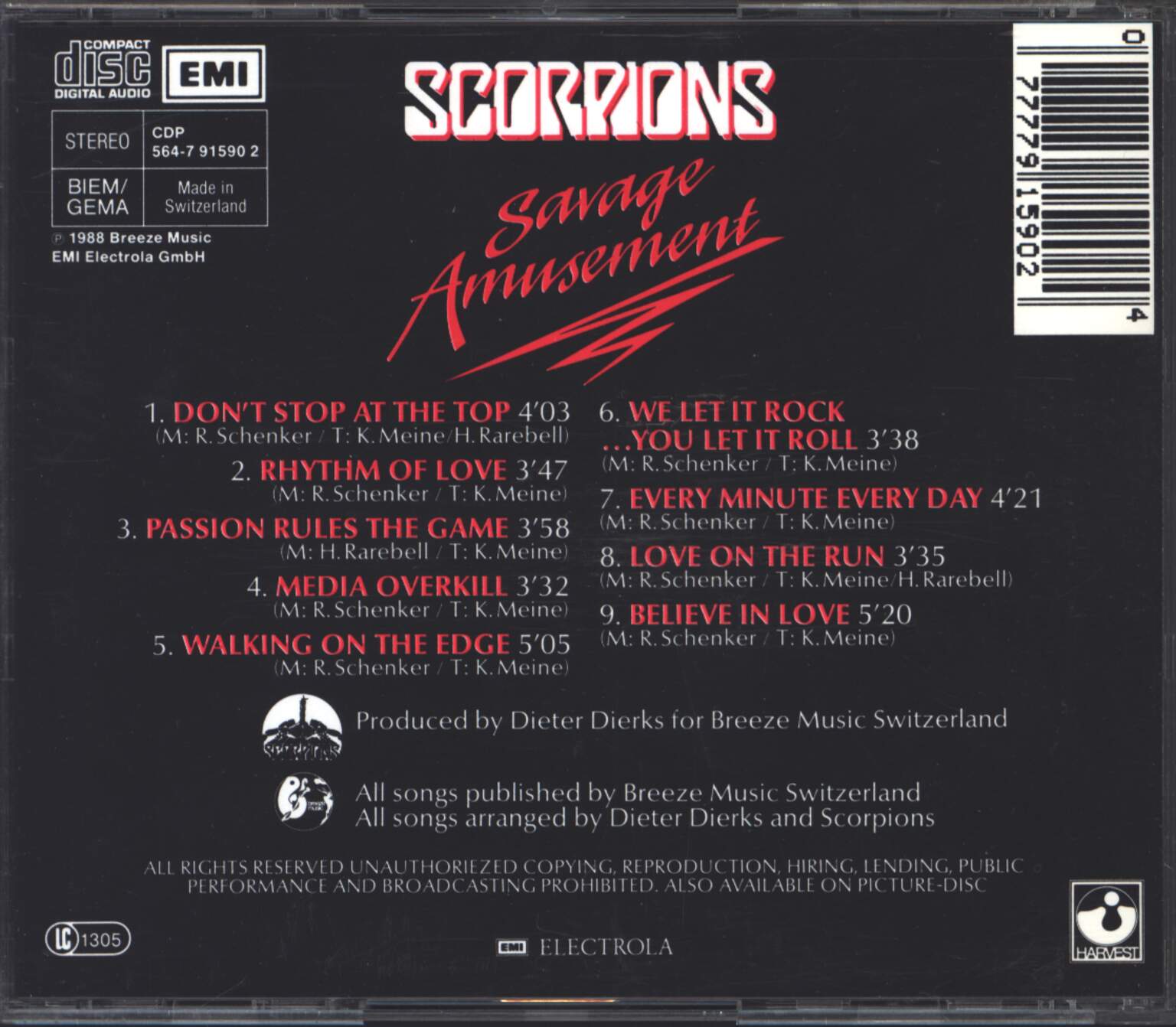 Scorpions: Savage Amusement, 1×CD