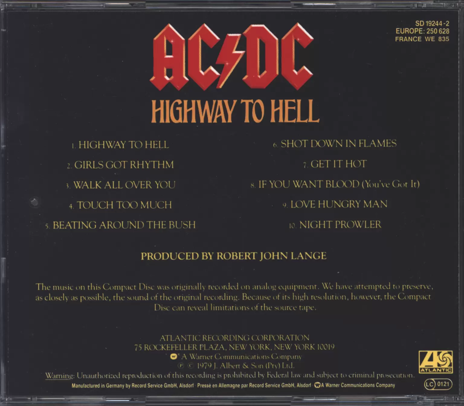 AC/DC: Highway To Hell, 1×CD