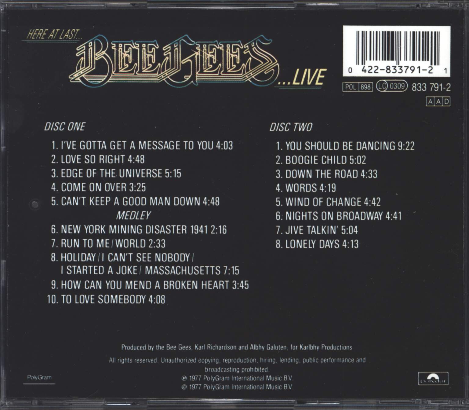 Bee Gees: Here At Last... Bee Gees ...Live, 2×CD