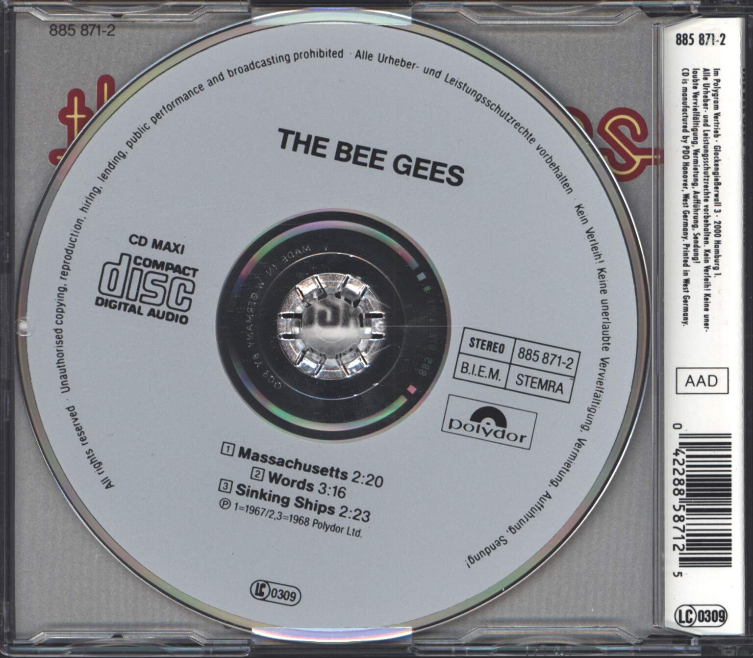Bee Gees: Massachusetts, 1×Mini CD