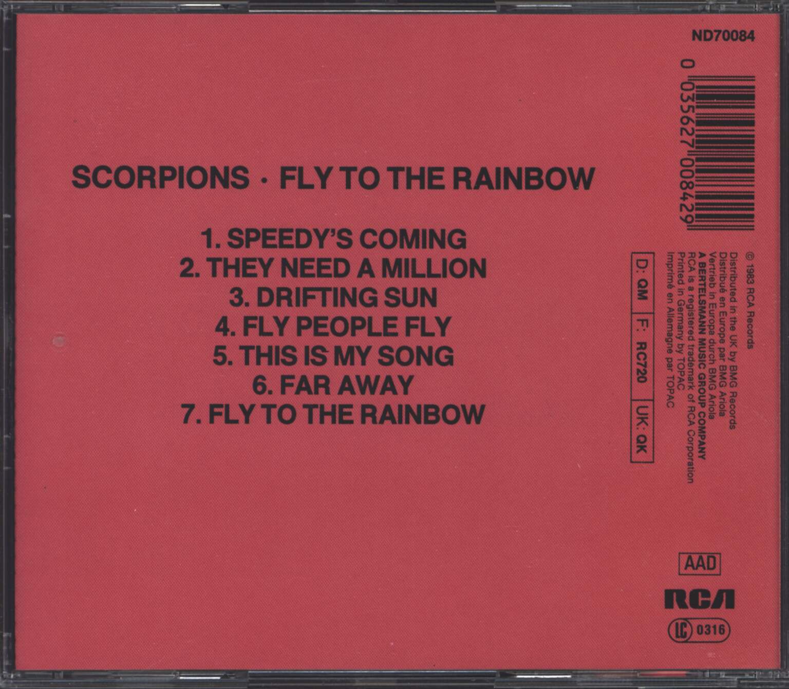 Scorpions: Fly To The Rainbow, 1×CD