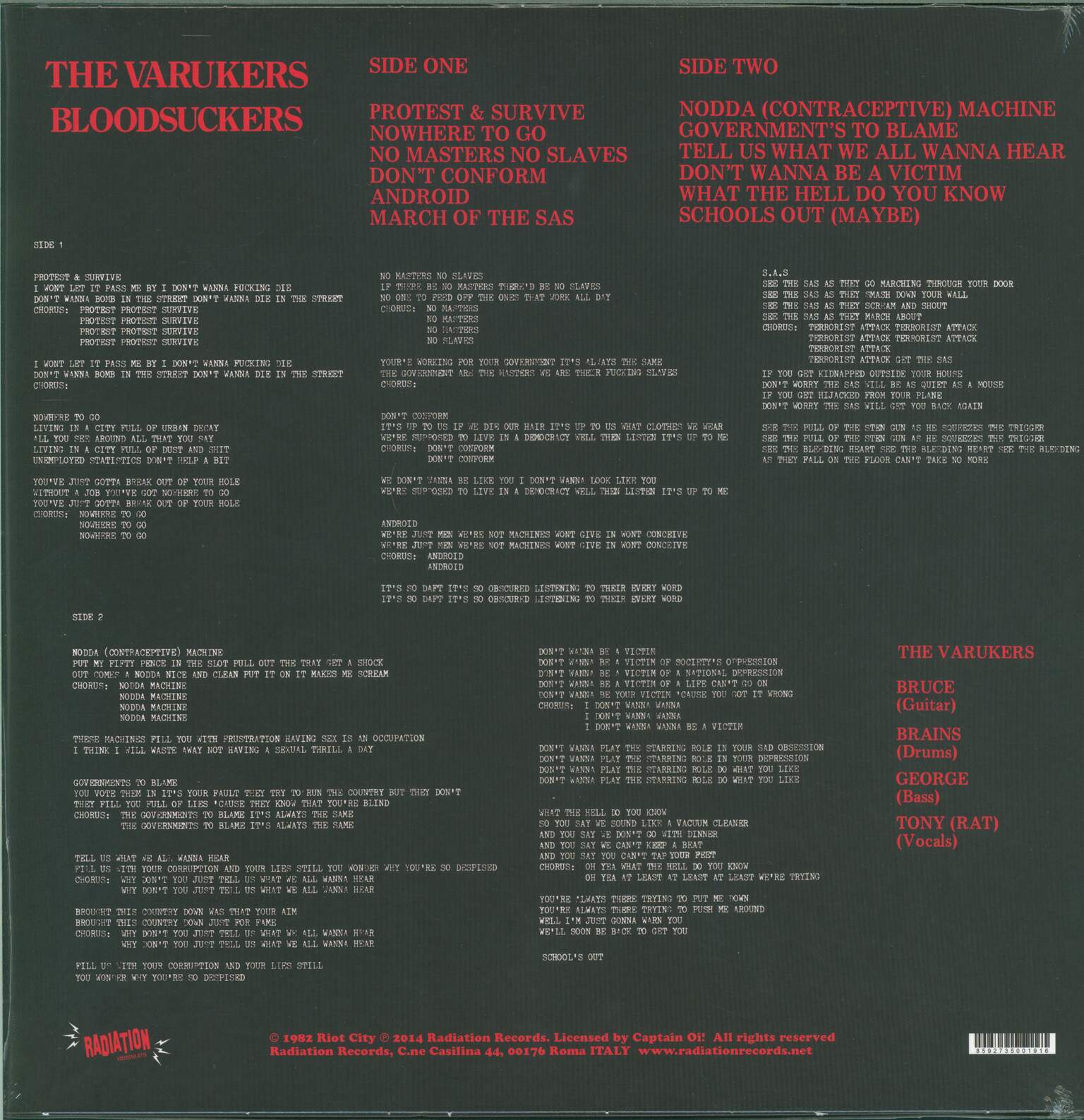 The Varukers: Bloodsuckers, 1×LP (Vinyl)