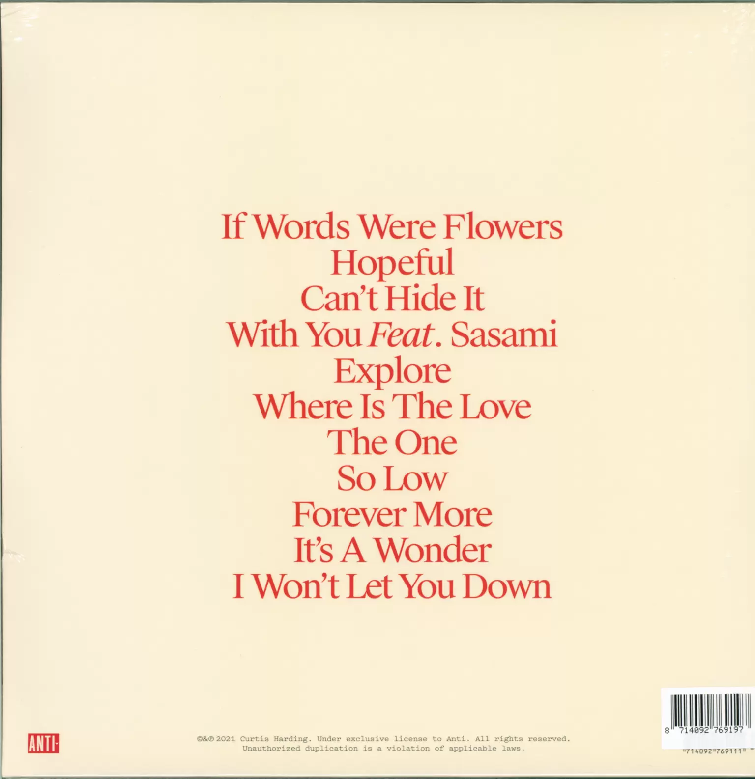 Curtis Harding: If Words Were Flowers, 1×LP (Vinyl)
