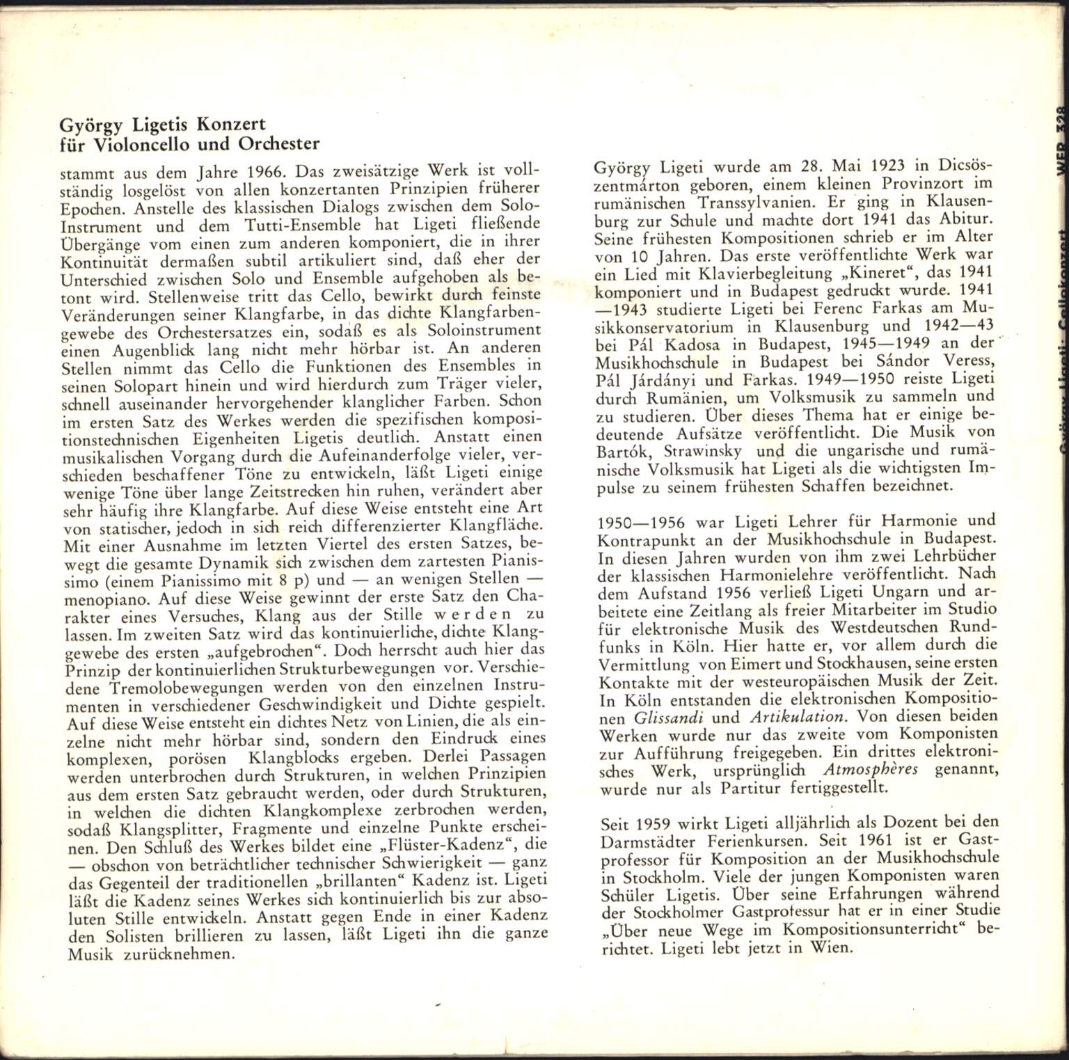 György Ligeti: Konzert Für Violoncello Und Orchester, 1×7" Single (Vinyl)