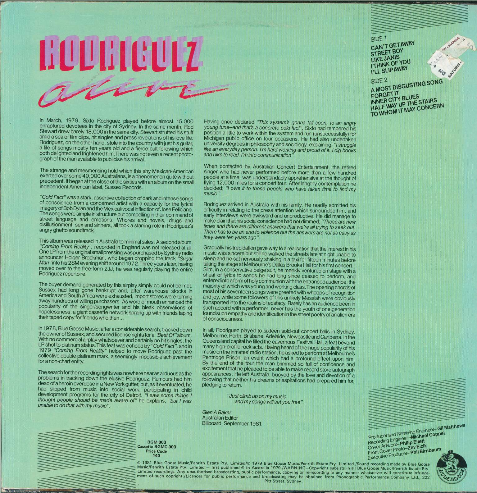 Sixto Rodriguez: Alive, 1×LP (Vinyl)