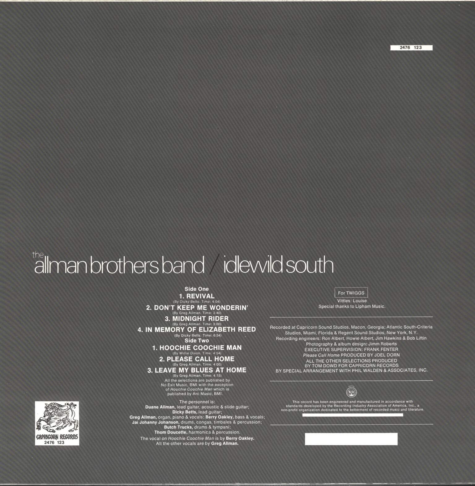 The Allman Brothers Band: Idlewild South, 1×LP (Vinyl)