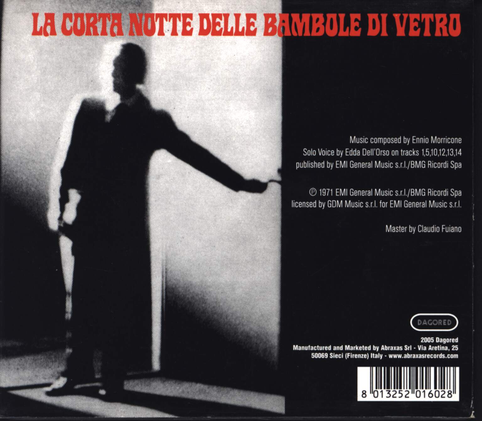 Ennio Morricone: La Corta Notte Delle Bambole Di Vetro (Original Motion Picture Soundtrack), 1×CD