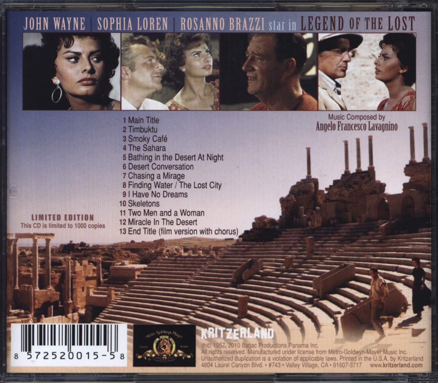 Angelo Francesco Lavagnino: Legend Of The Lost, 1×CD
