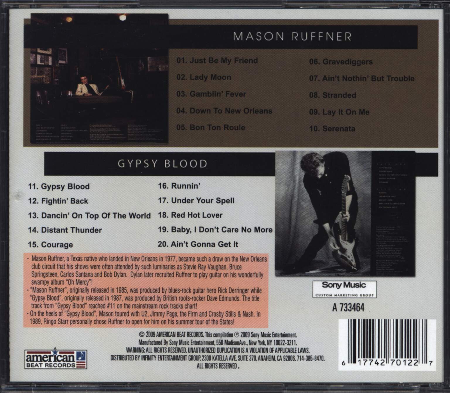 Mason Ruffner: Mason Ruffner/Gypsy Blood, 1×CD