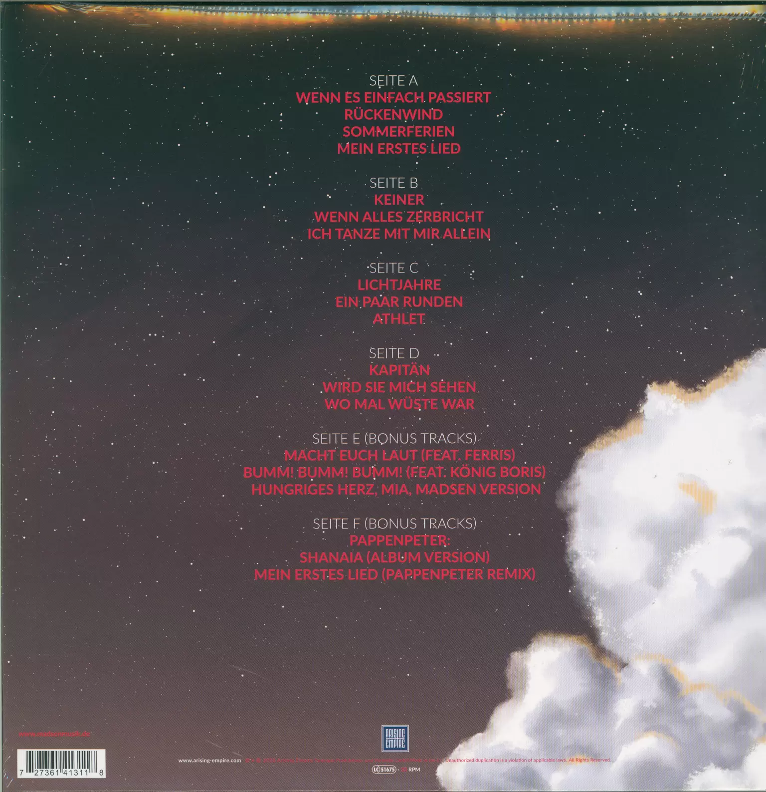 Madsen: Lichtjahre, 1×CD, 3×LP (Vinyl)