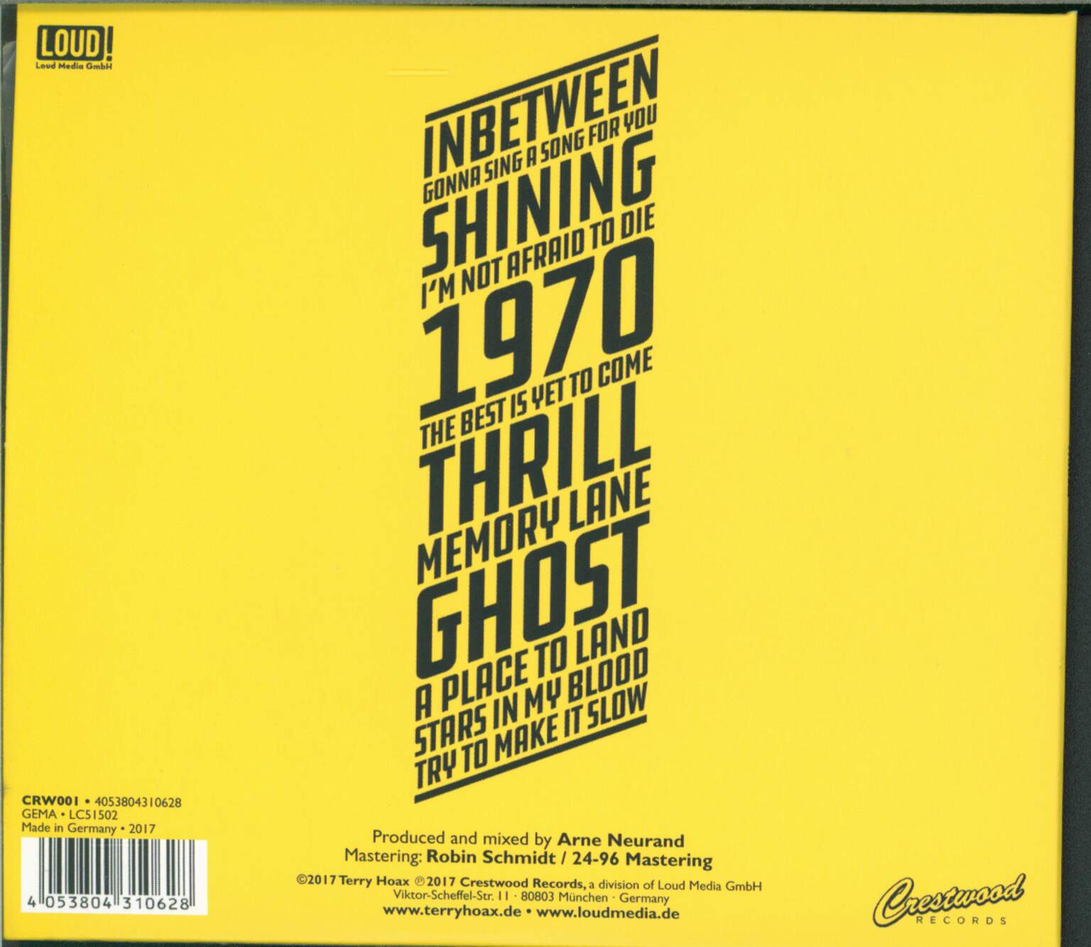 Terry Hoax: Thrill!, 1×CD