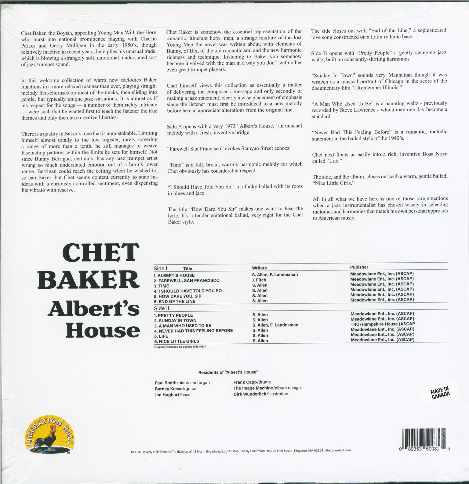 Chet Baker: Albert's House, 1×LP (Vinyl)