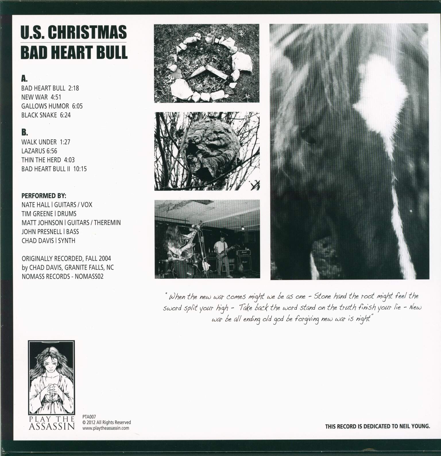 U.S. Christmas: Bad Heart Bull, 1×LP (Vinyl)