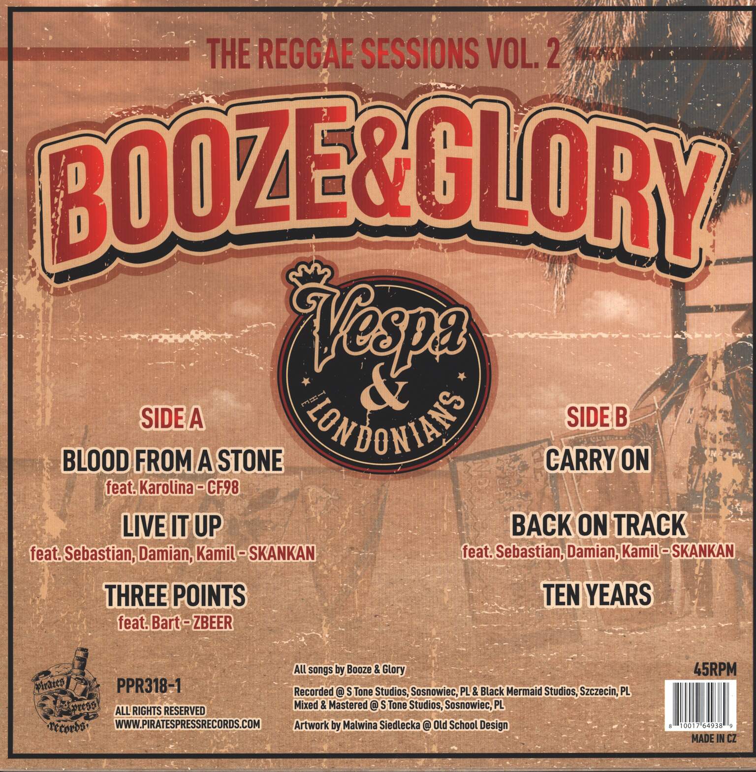 Booze & Glory: The Reggae Sessions Vol. 2, 1×12" Maxi Single (Vinyl)