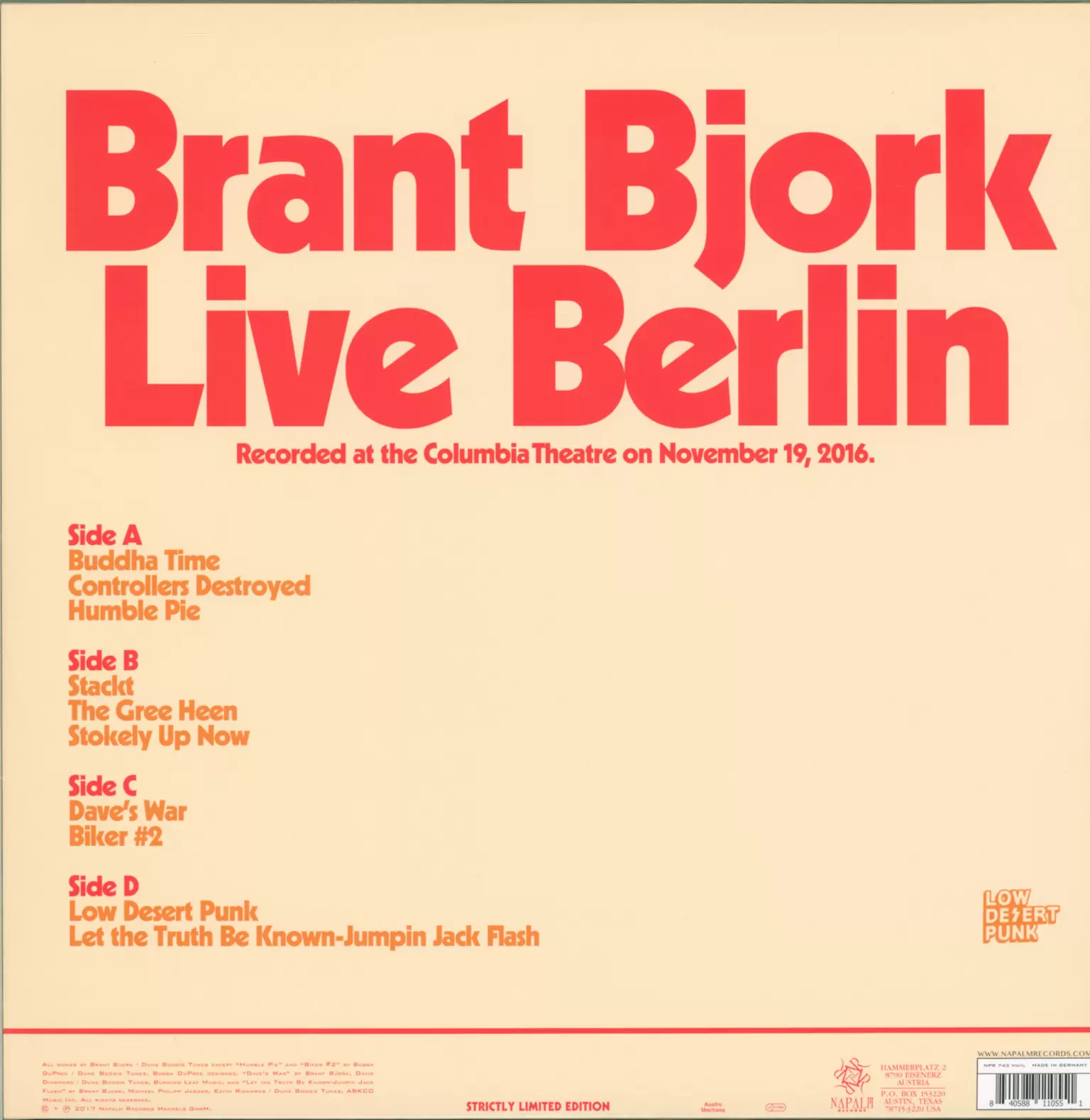 Brant Bjork: Europe '16, 2×LP (Vinyl)