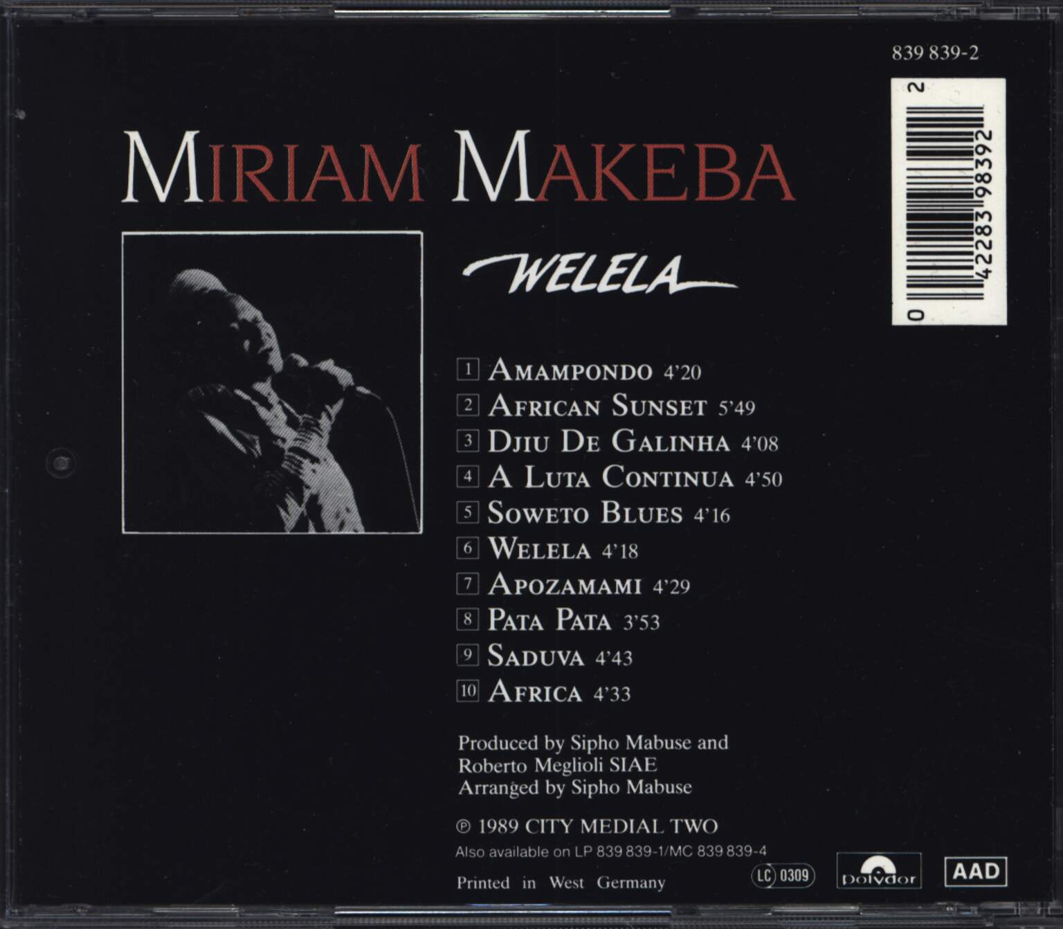 Miriam Makeba: Welela, 1×CD
