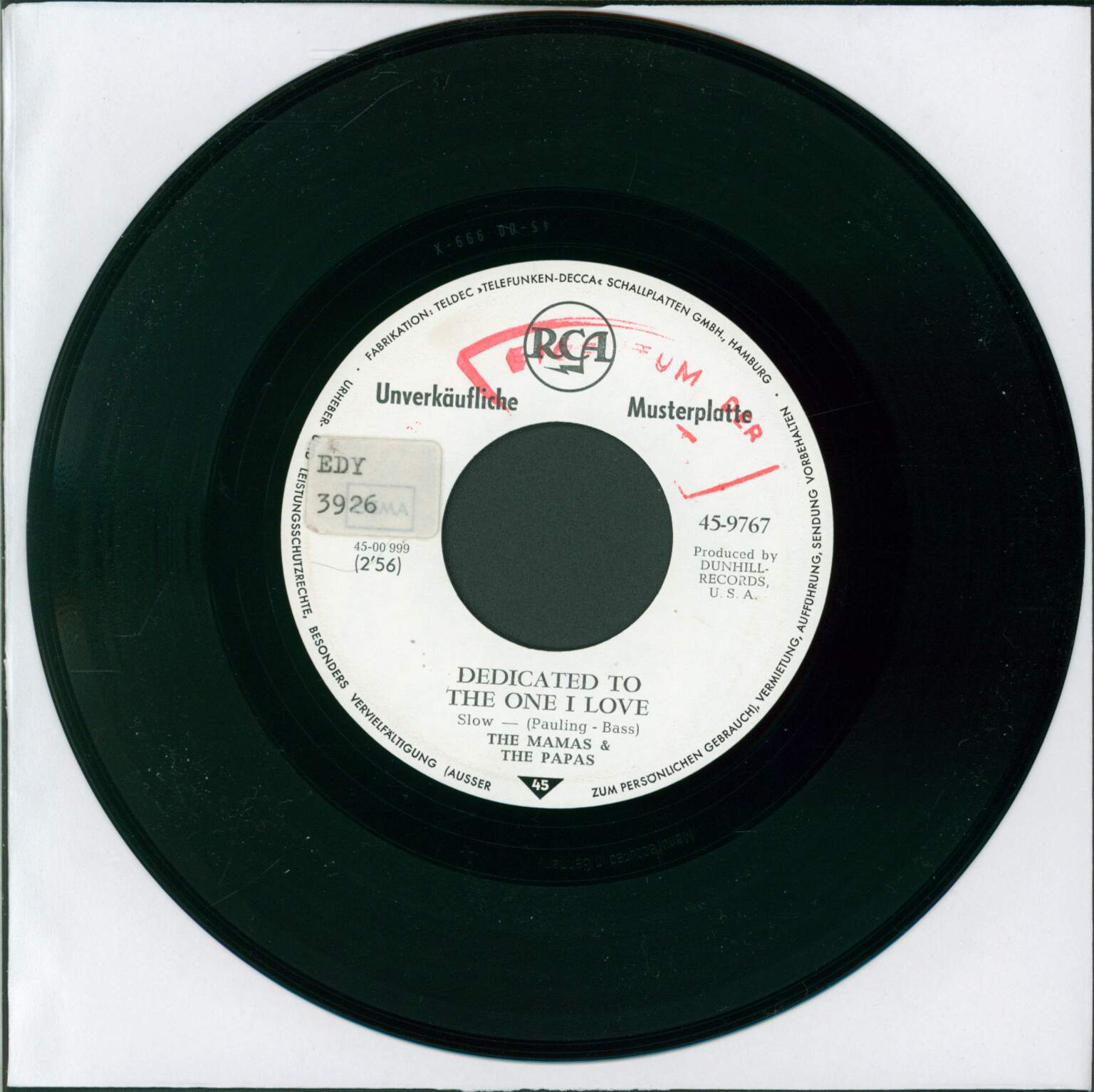 The Mamas & The Papas: Dedicated To The One I Love, 1×7" Single (Vinyl)