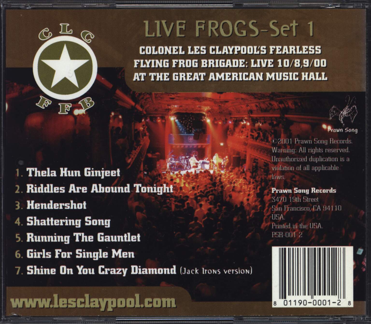 Les Claypool's Frog Brigade: Live Frogs Set 1, 1×CD