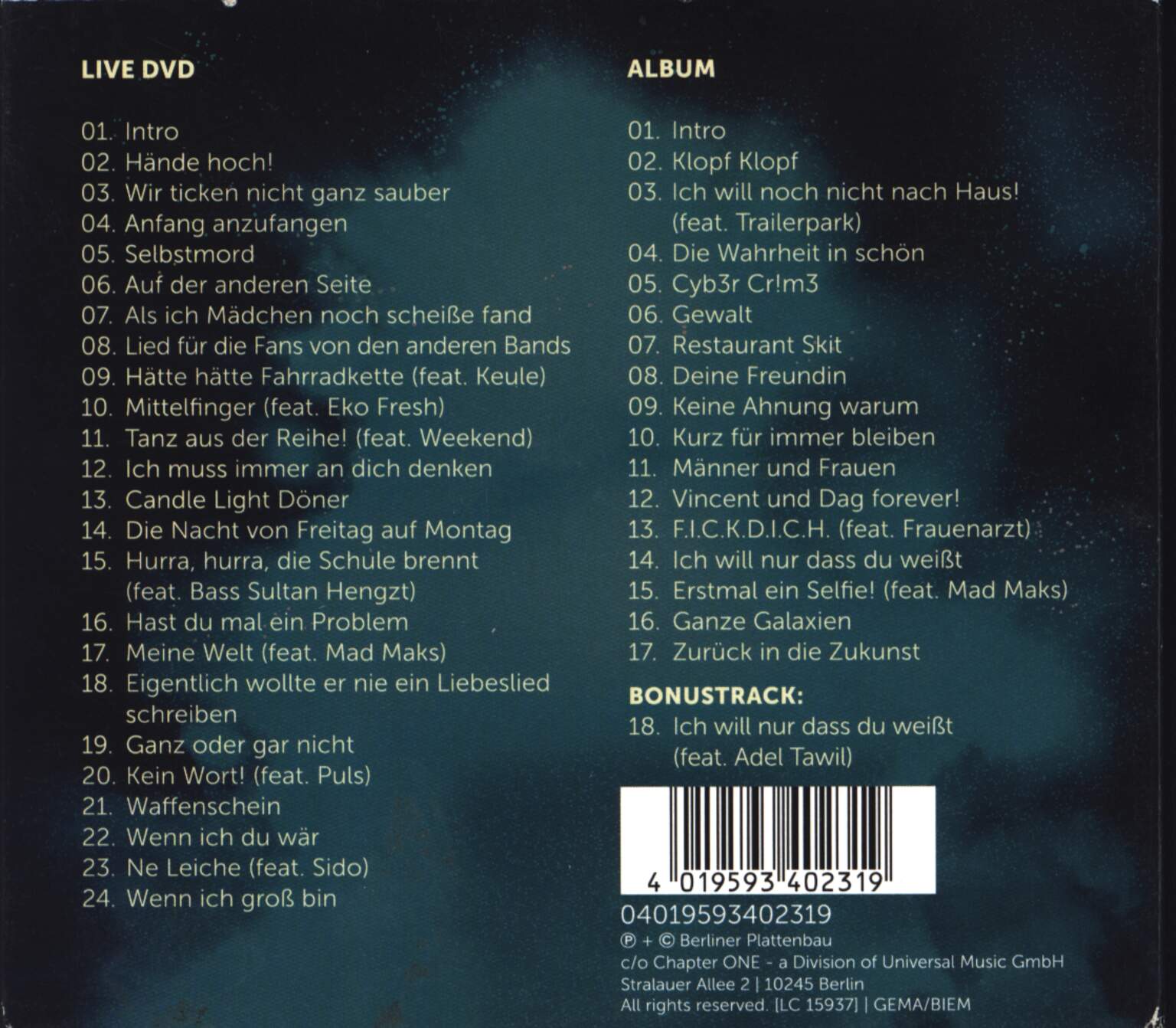 SDP: Zurück In Die Zukunst, 1×CD, 1×DVD