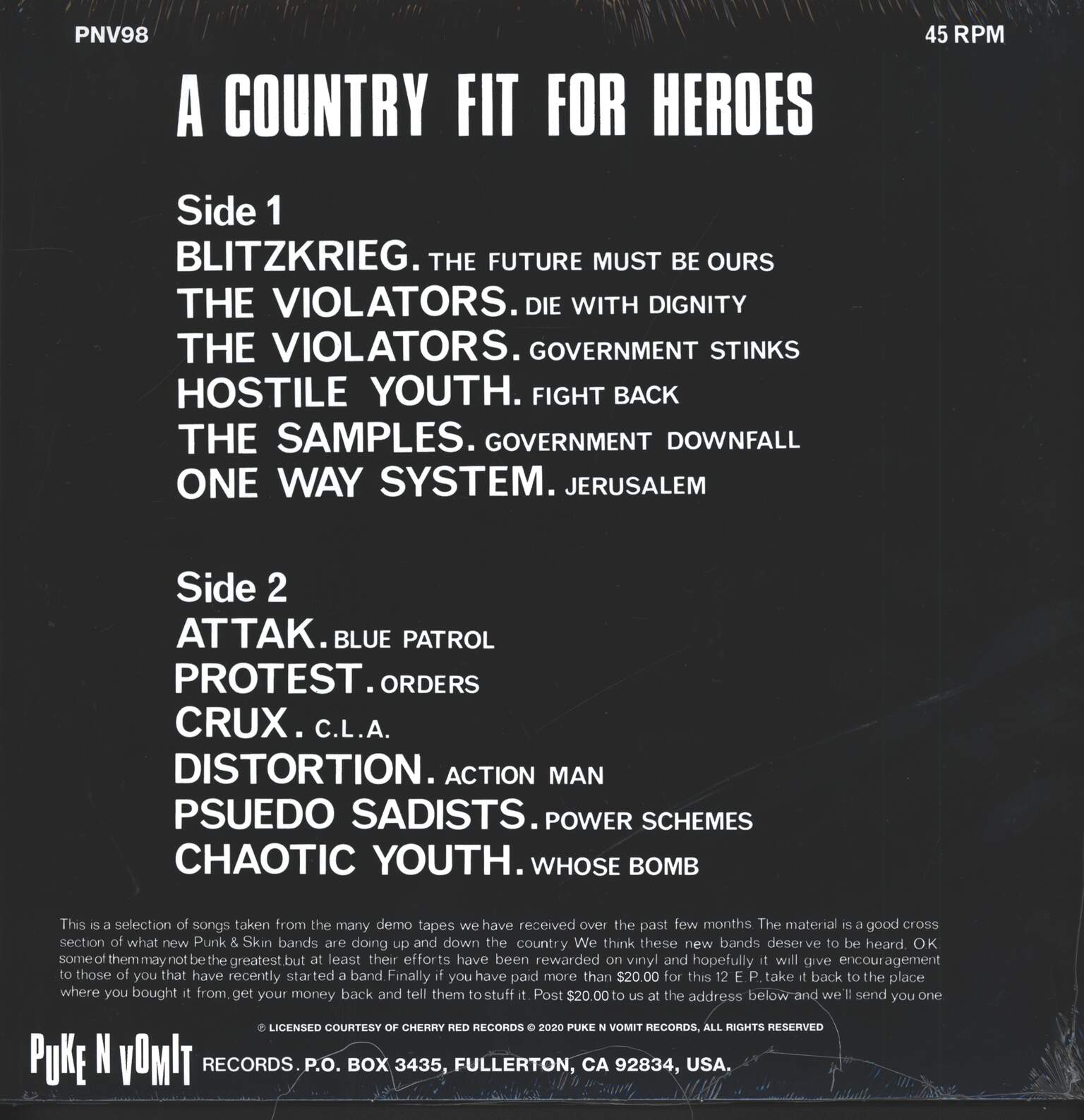 Various: A Country Fit For Heroes, 1×12" Maxi Single (Vinyl)