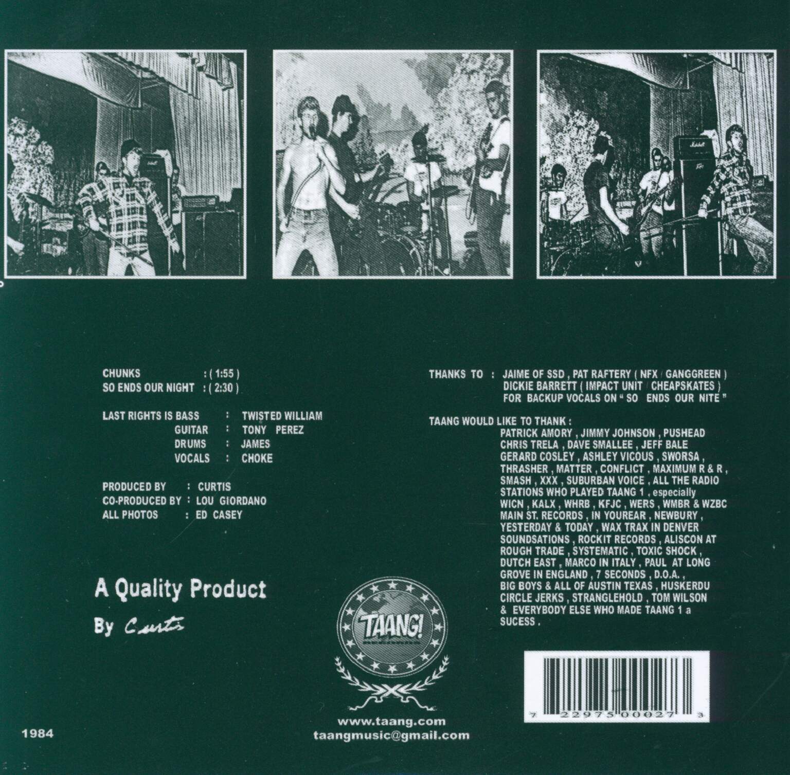 Last Rights: Chunks / So Ends Our Night, 1×7" Single (Vinyl)