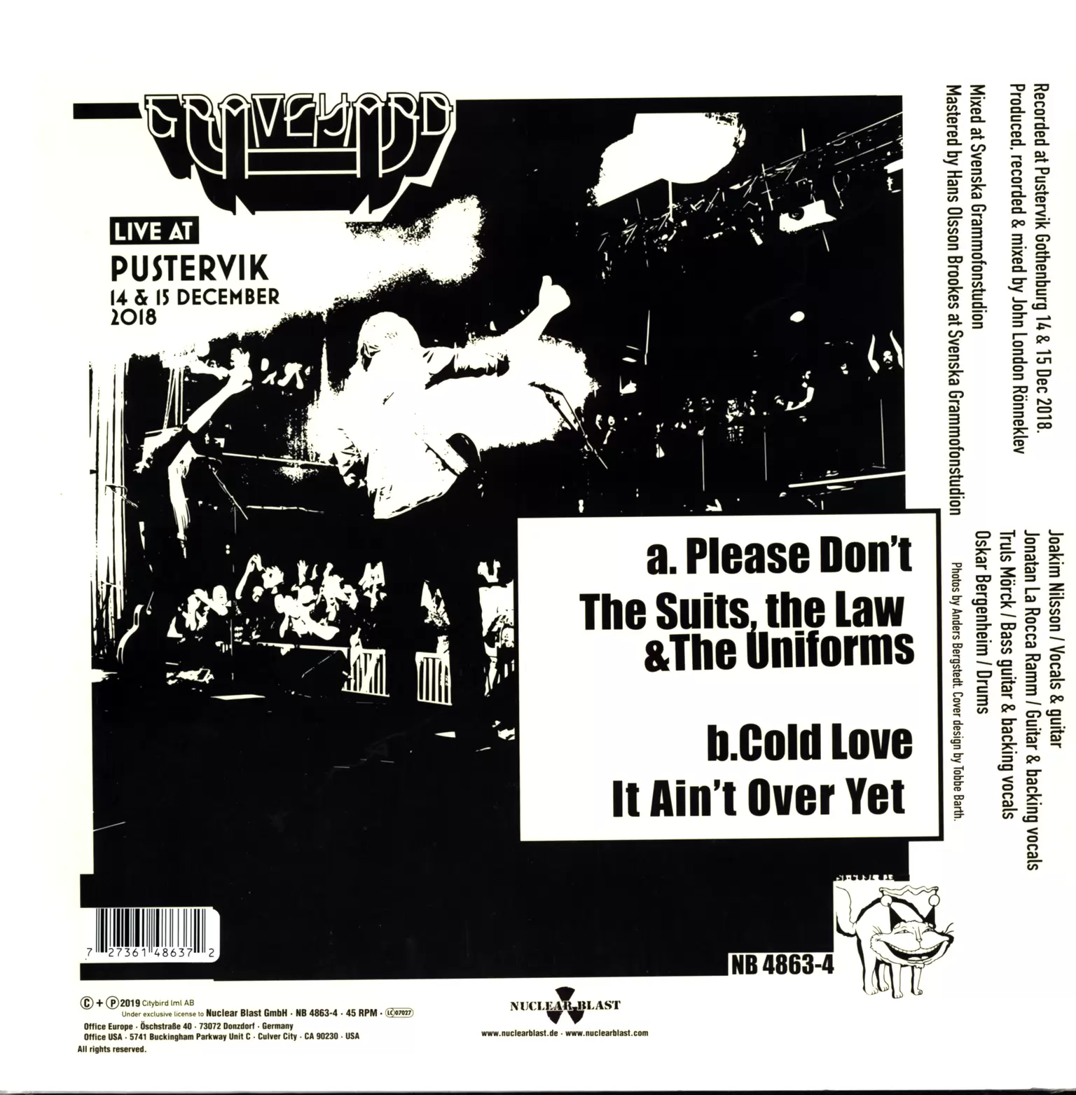 Graveyard: Live At Pustervik Gothenburg 14 & 15 December 2018, 1×12" Maxi Single (Vinyl)