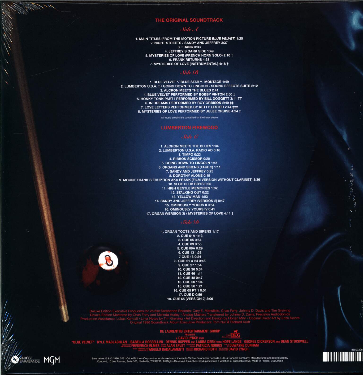 Angelo Badalamenti: Blue Velvet (Original Motion Picture Soundtrack), 2×LP (Vinyl)