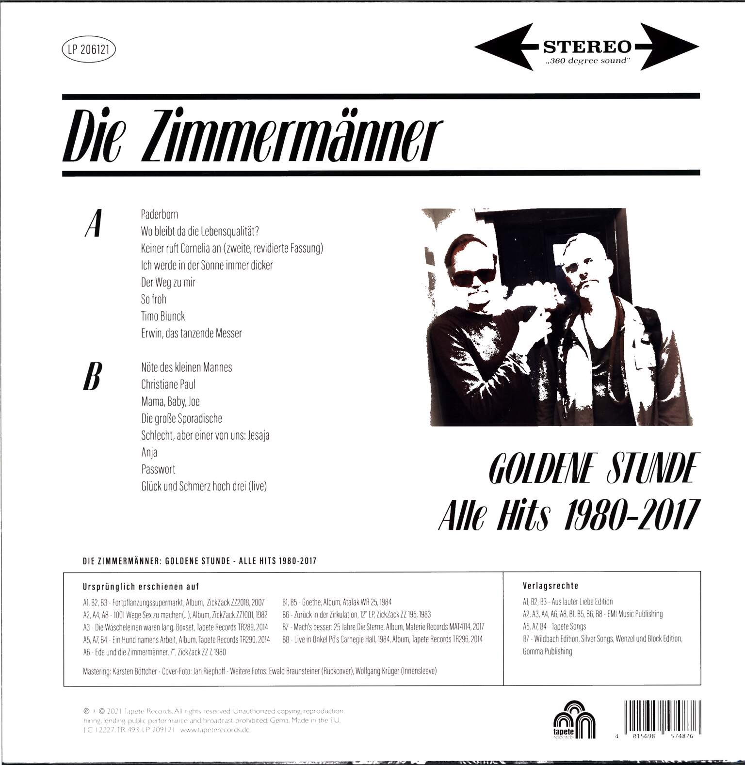 Die Zimmermänner: Goldene Stunde: Alle Hits 1980-2017, 1×LP (Vinyl)