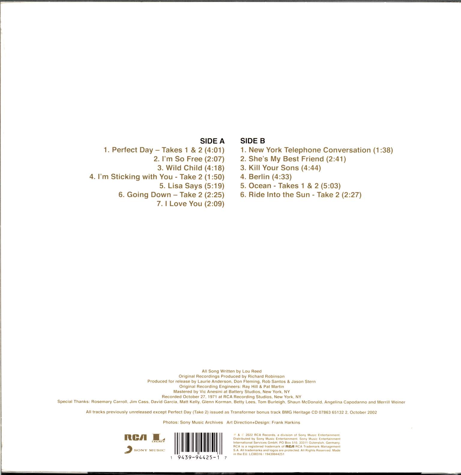 Lou Reed: I'm So Free: The 1971 RCA Demos, 1×LP (Vinyl)