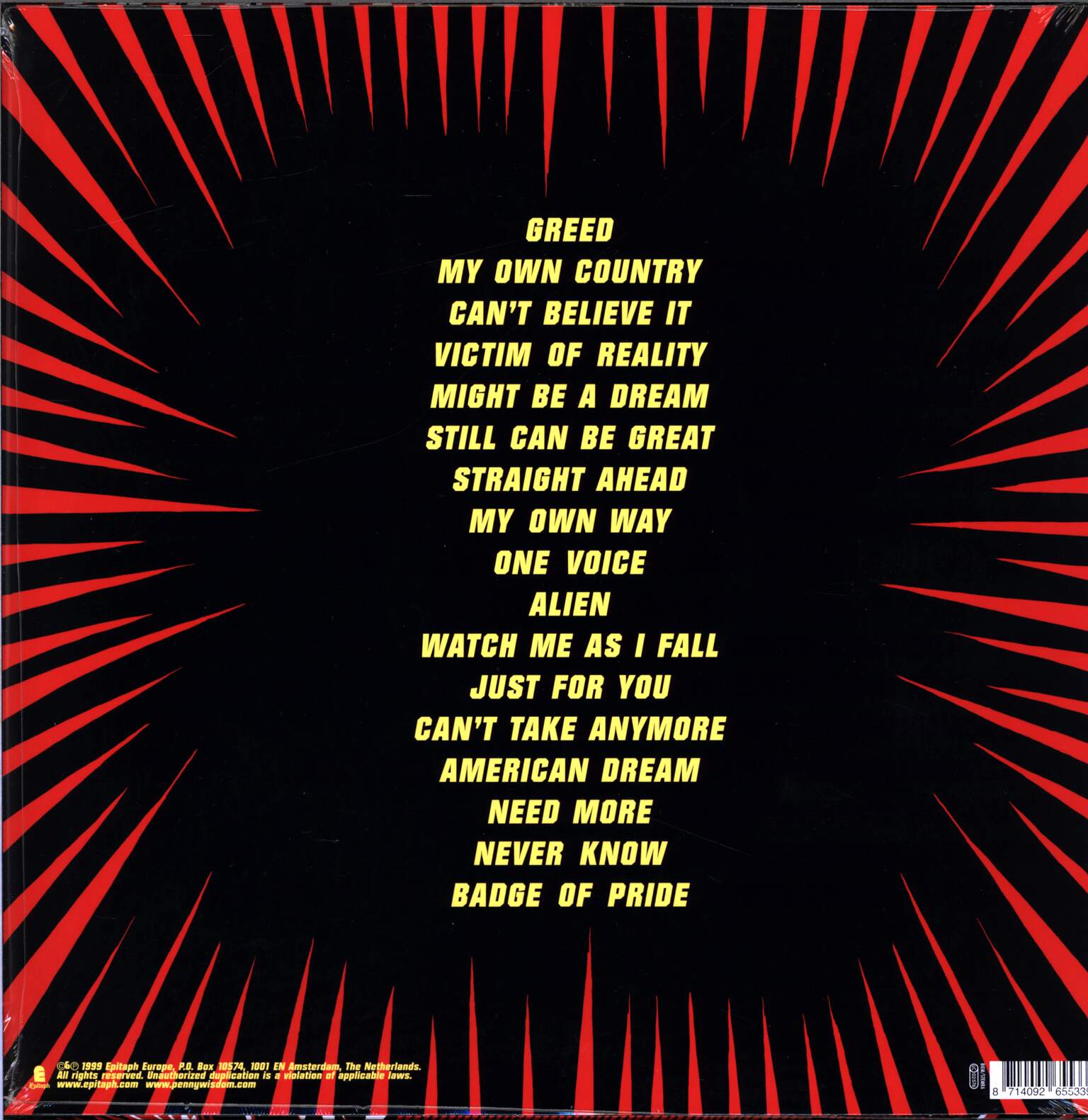 Pennywise: Straight Ahead, 1×LP (Vinyl)