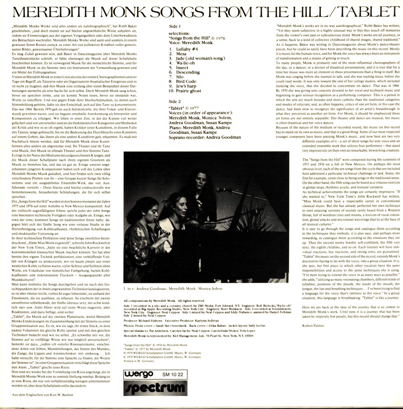 Meredith Monk: Songs From The Hill / Tablet, 1×LP (Vinyl)