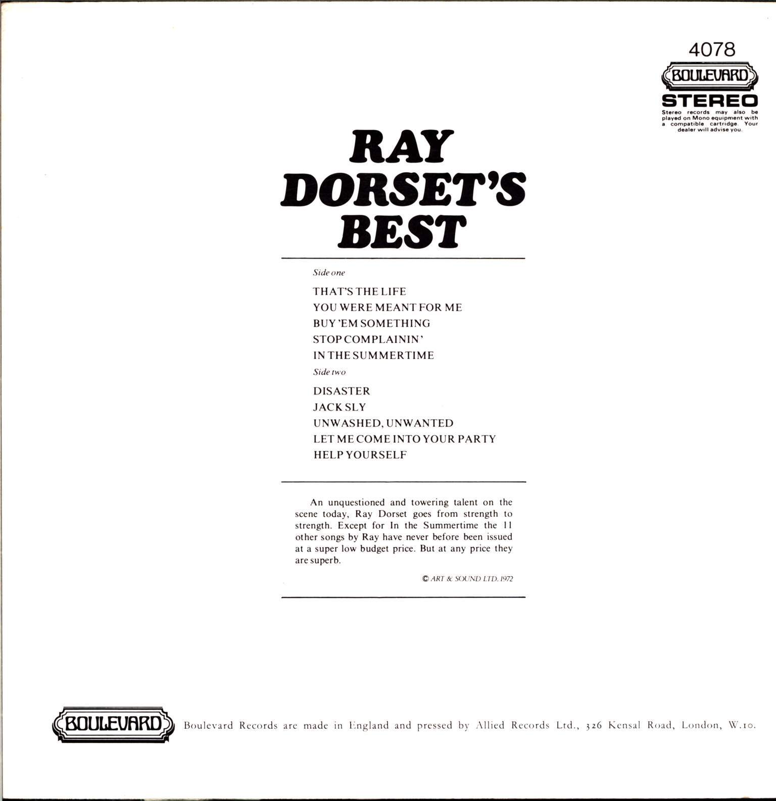 Ray Dorset (Mungo Jerry): Ray Dorset's Best, 1×LP (Vinyl)