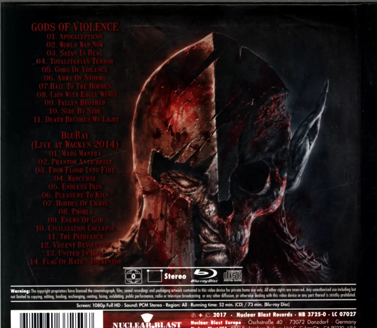 Kreator: Gods Of Violence, 1×CD, 1×Blu-ray Disc