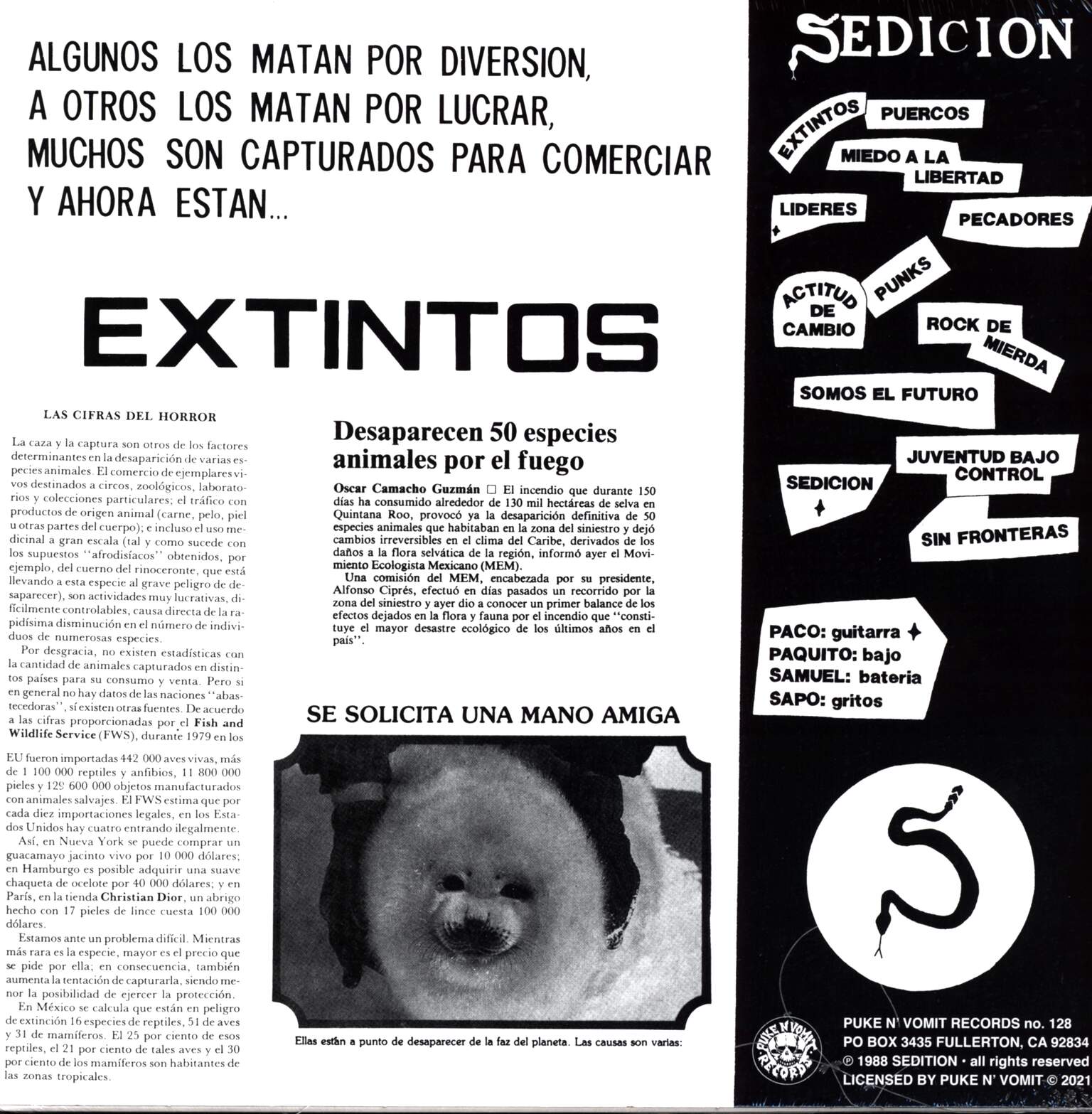 Sedicion: Extintos, 1×LP (Vinyl)