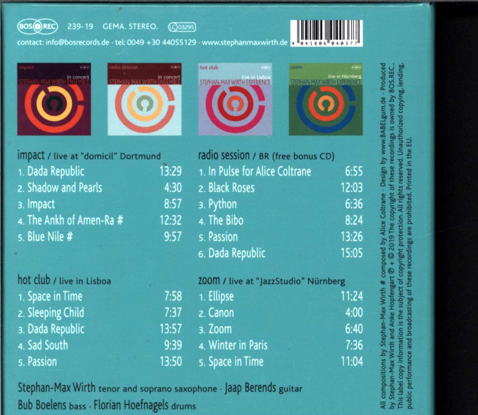 Stephan-Max Wirth Experience: Live, 4×CD
