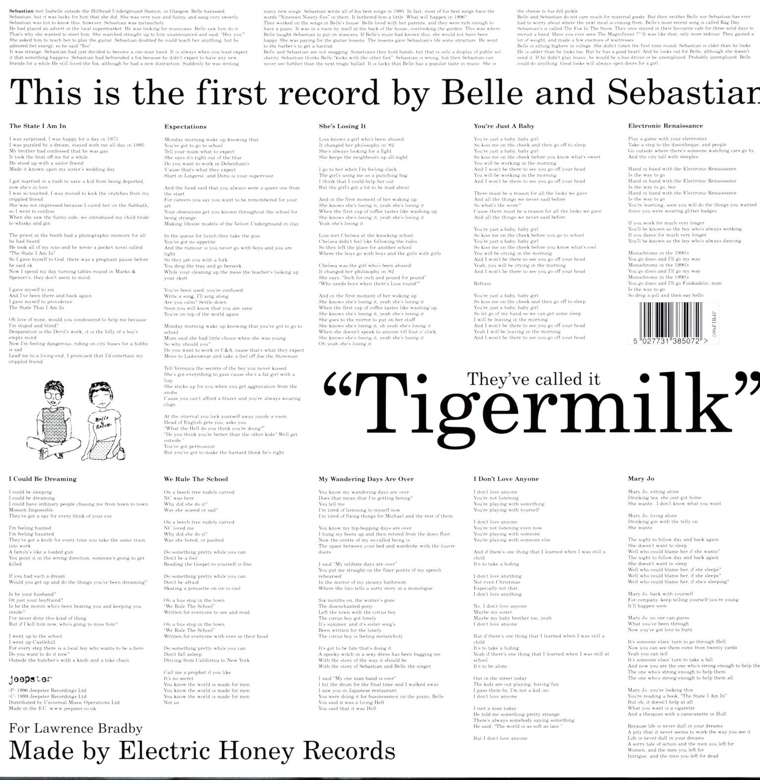 Belle & Sebastian: Tigermilk, 1×LP (Vinyl)