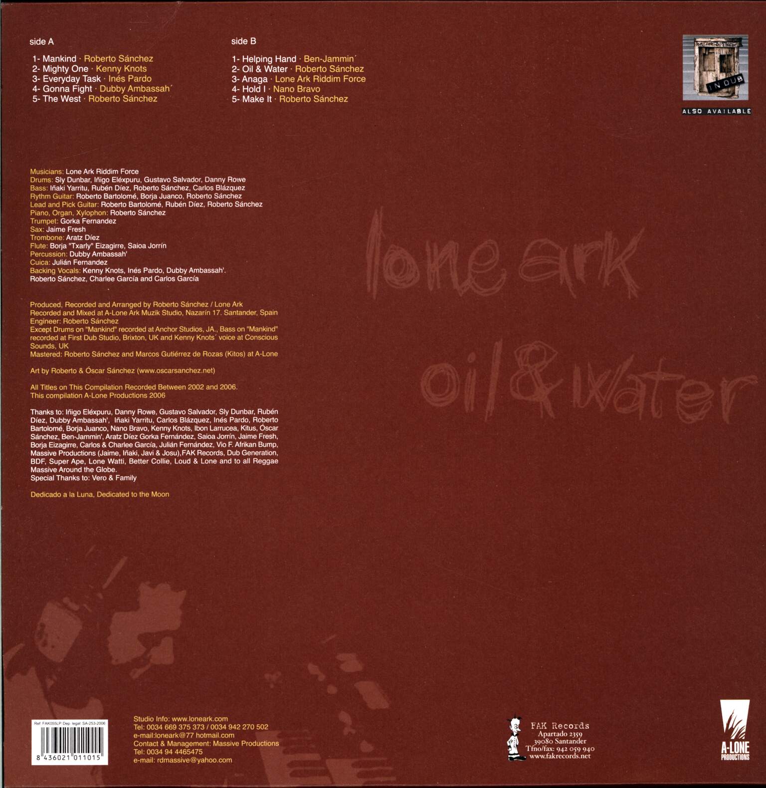 Lone Ark: Oil & Water, 1×LP (Vinyl)