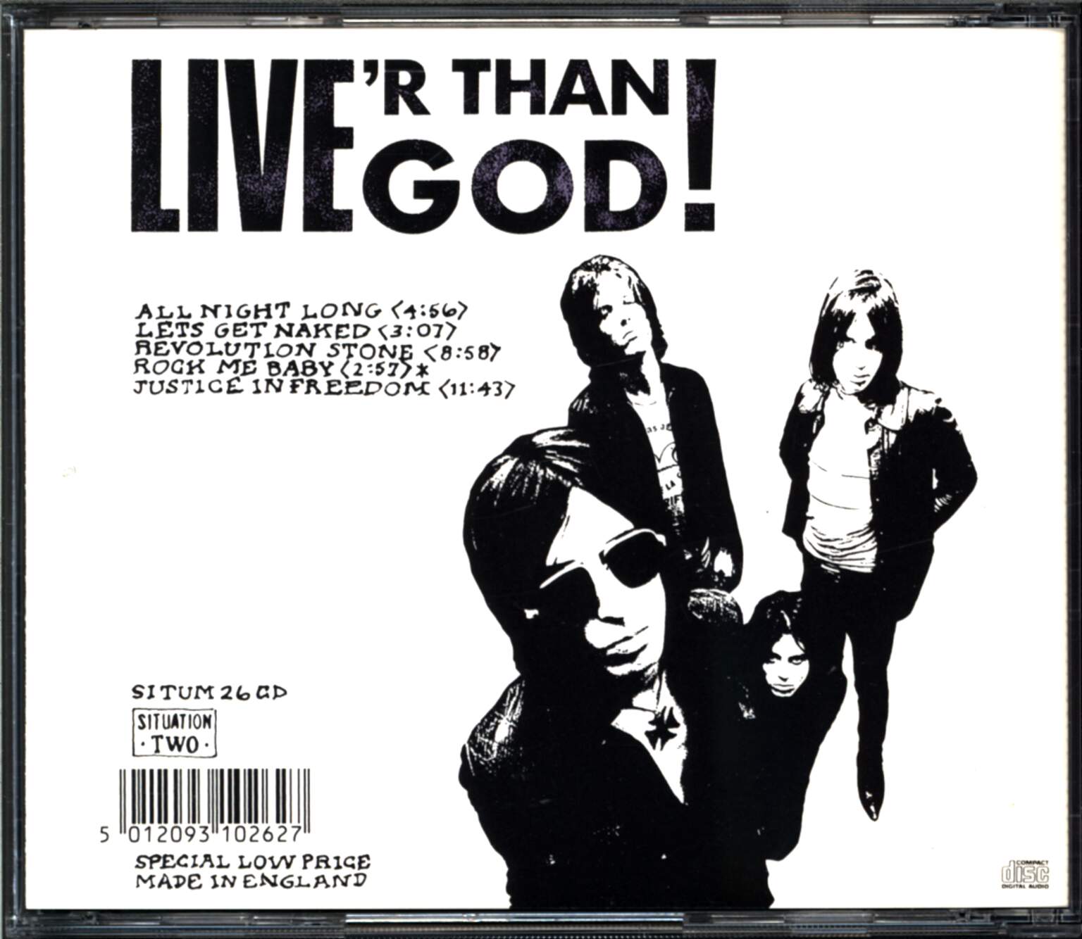 Thee Hypnotics: Live'r Than God, 1×CD