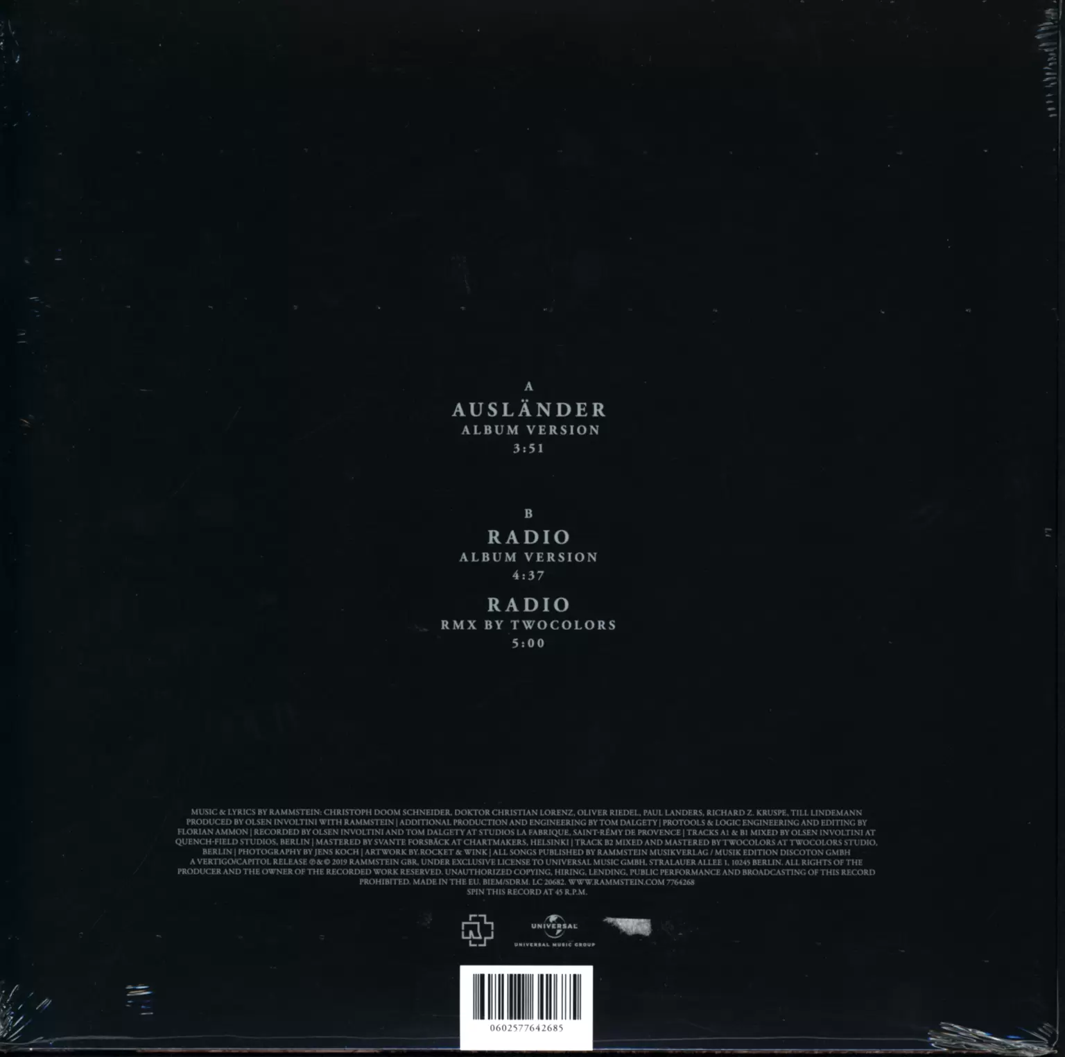 Rammstein: Ausländer, 1×10" Vinyl EP