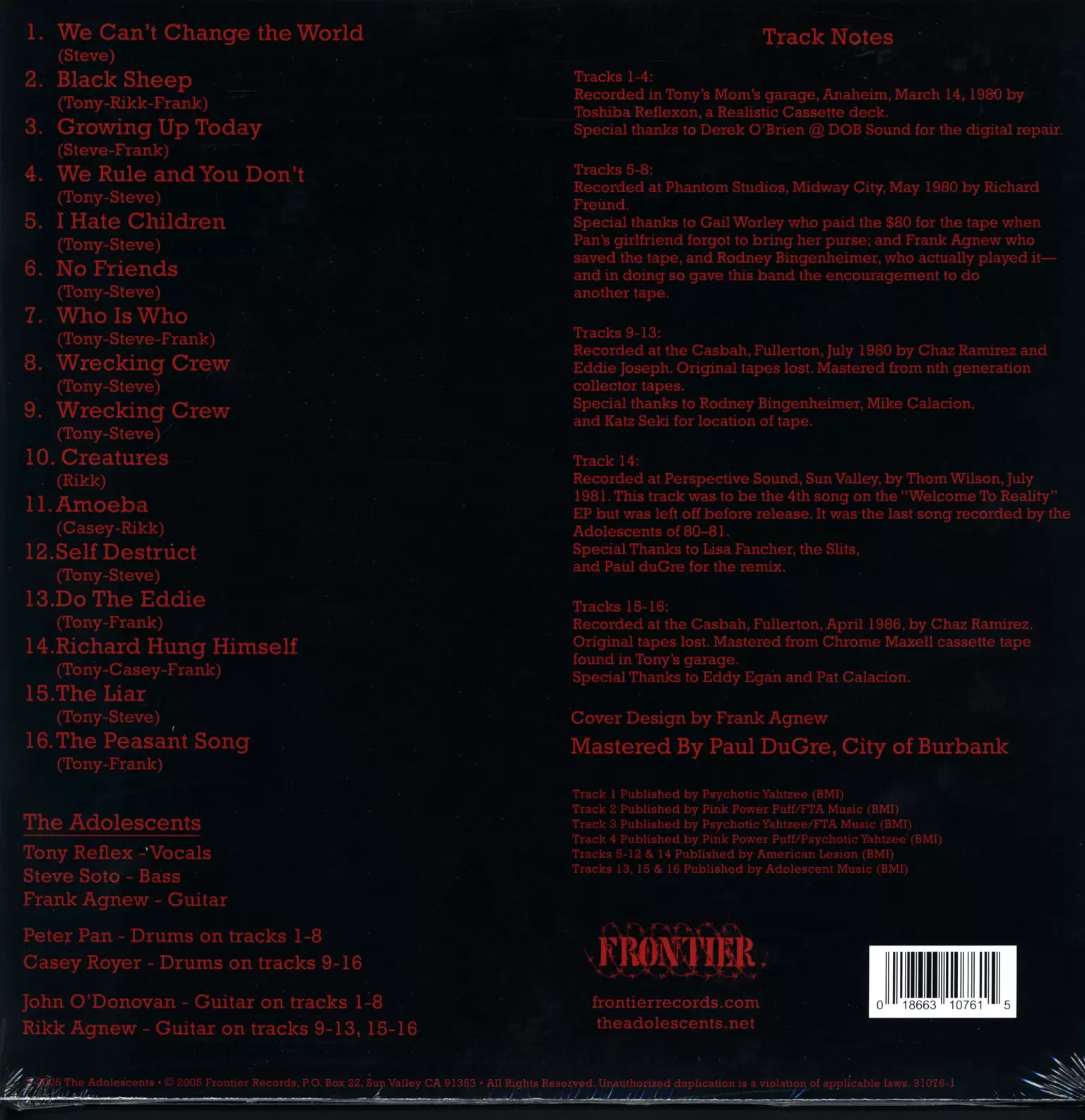 Adolescents: The Complete Demos 1980-1986, 1×LP (Vinyl)