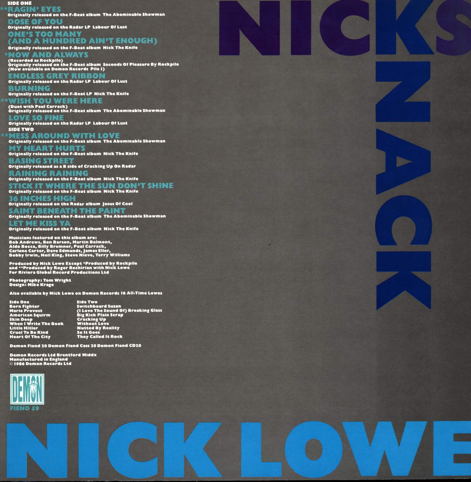 Nick Lowe: Nicks Knack, 1×LP (Vinyl)