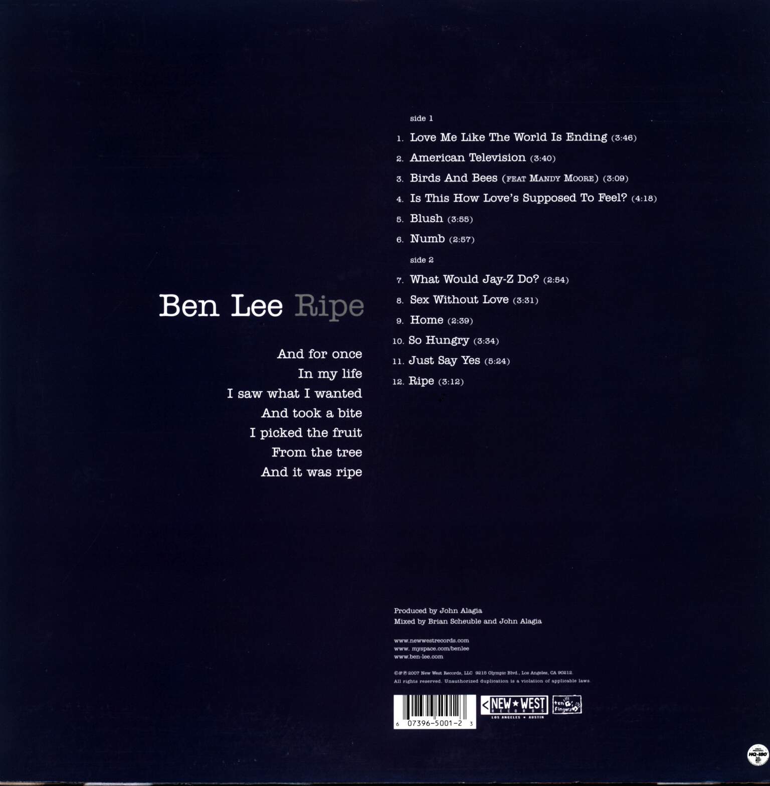 Ben Lee: Ripe, 1×LP (Vinyl)