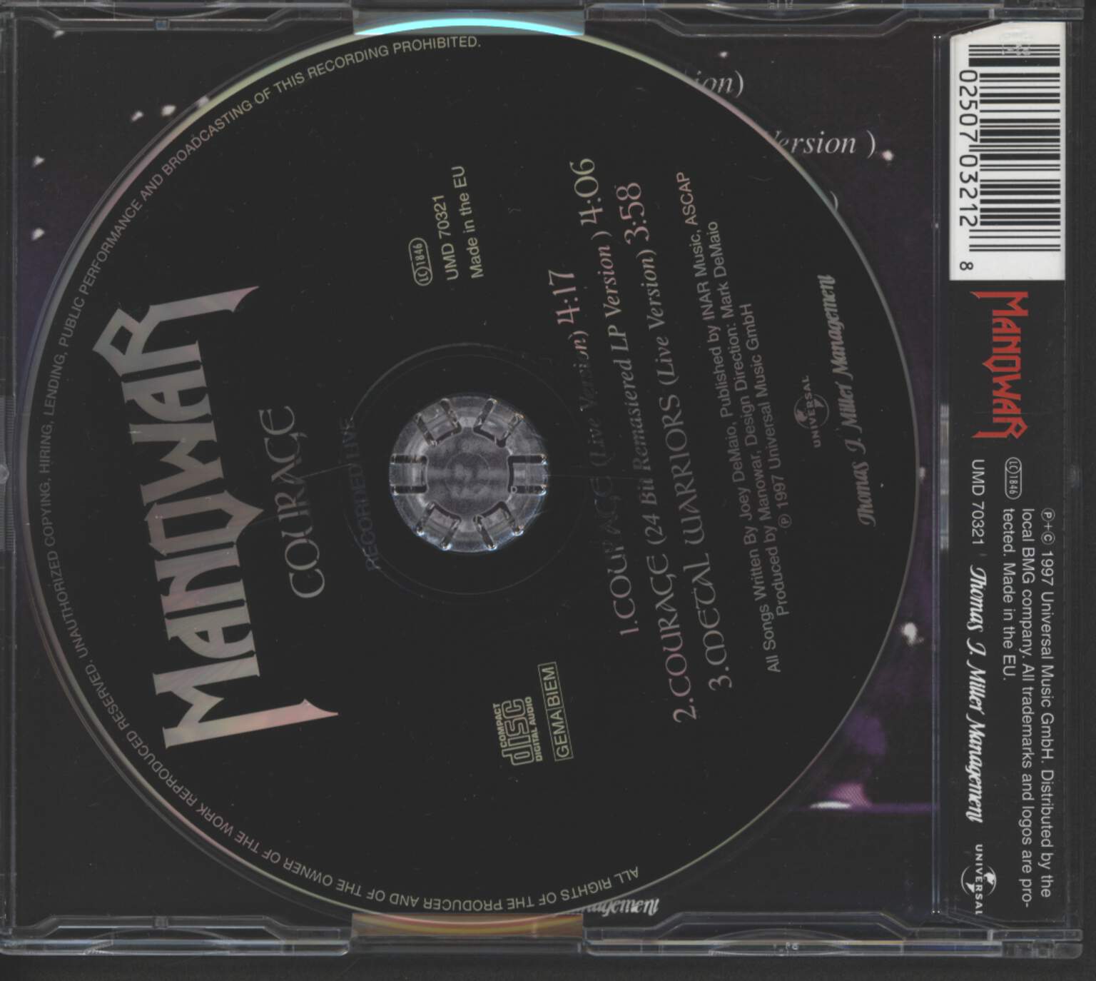 Manowar: Courage, 1×Mini CD