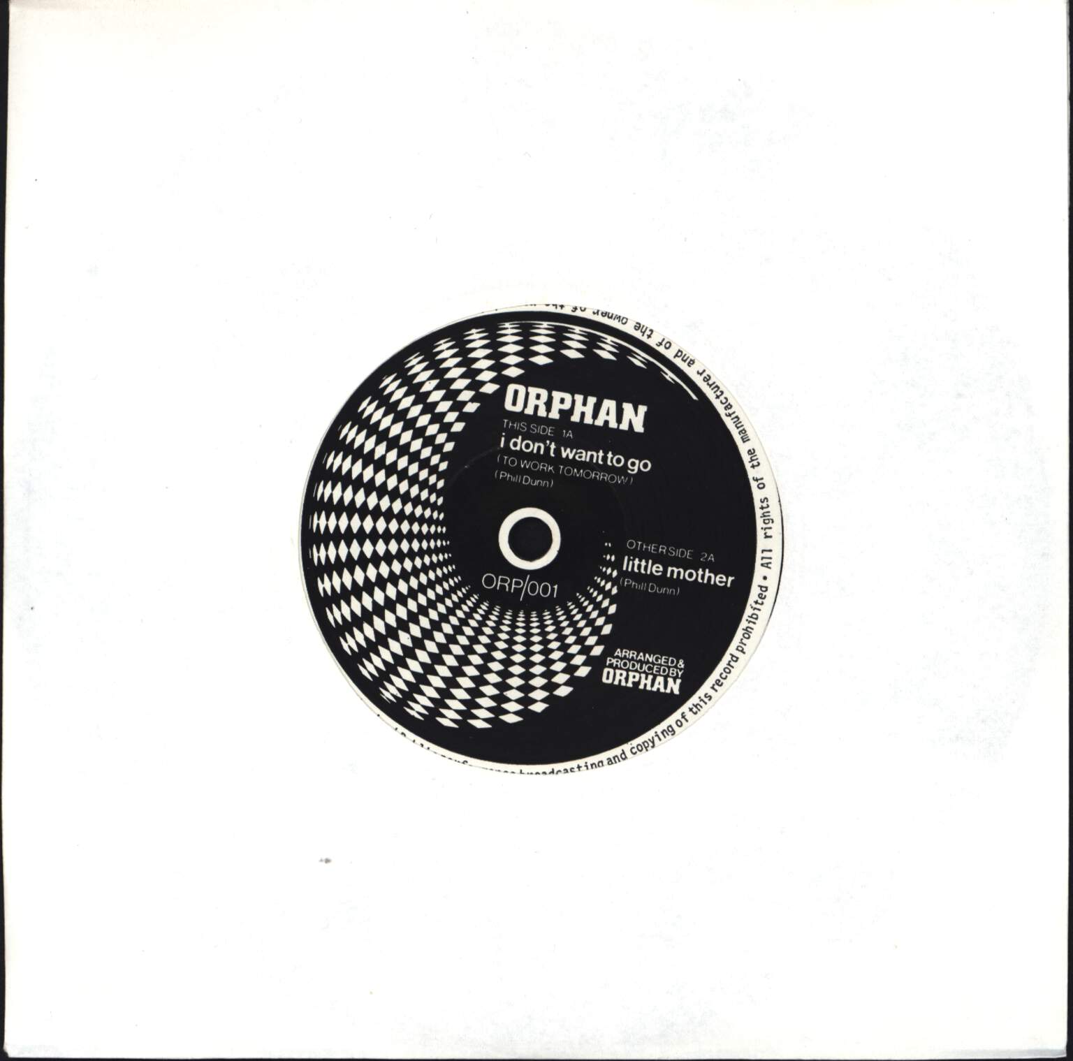 Orphan: I Don't Want To Go (To Work Tomorrow) / Little Mother