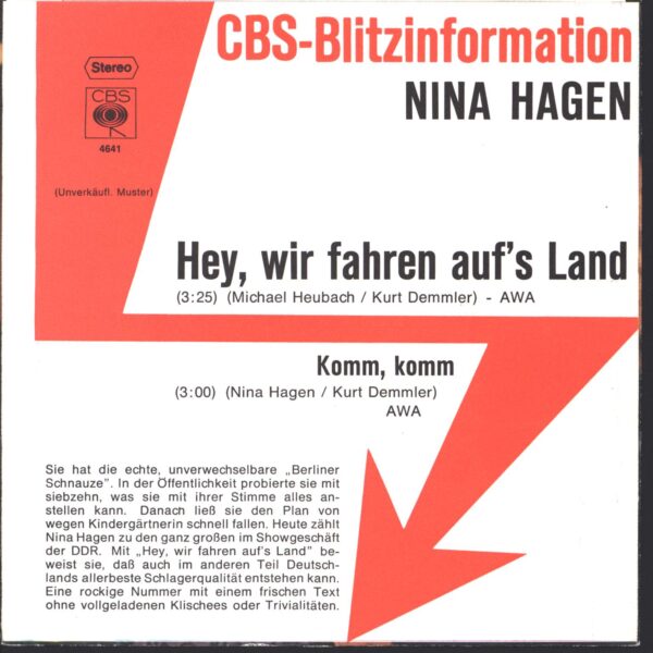 Nina Hagen: Hey, Wir Fahren Auf's Land